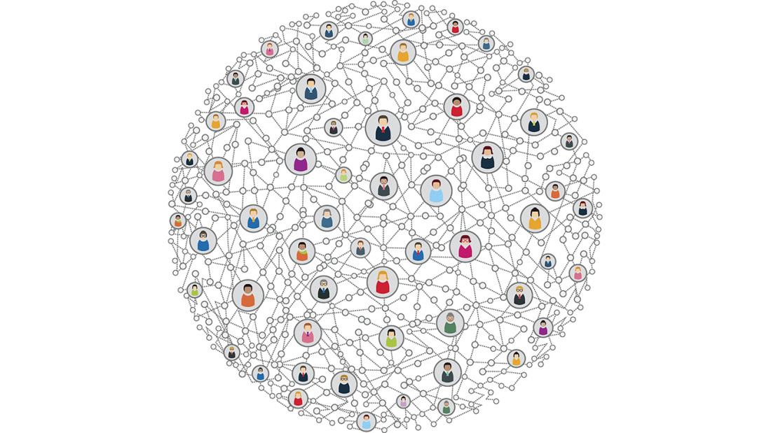 Illustration of a network of people connected across the world