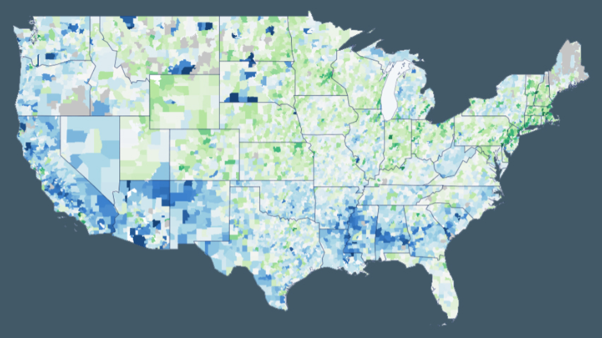 Harvard Center for Education Policy Research / NWEA Education Recovery Scorecard maps and charts showing U.S. district-level learning loss and uneven recovery by poverty level, 2022-2024