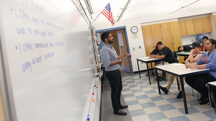 HTF alumnus Jerry Nelluvelil teaching
