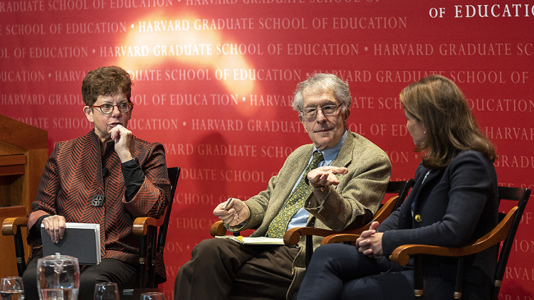 Biddy Martin, Howard Gardner, and Wendy Fischman at the Askwith Education Forum