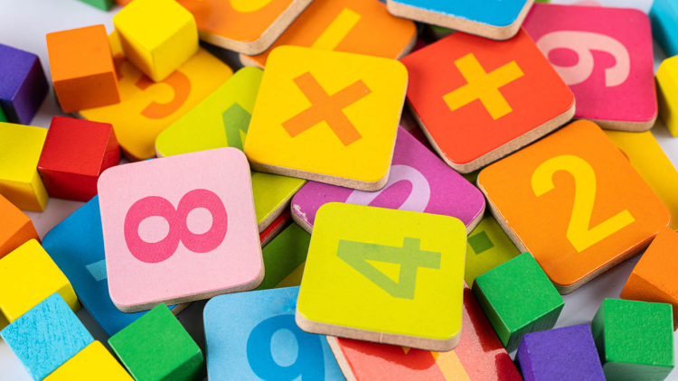 Brightly colored number tiles