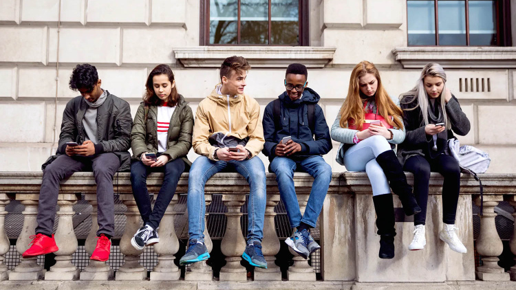 Teens with phones