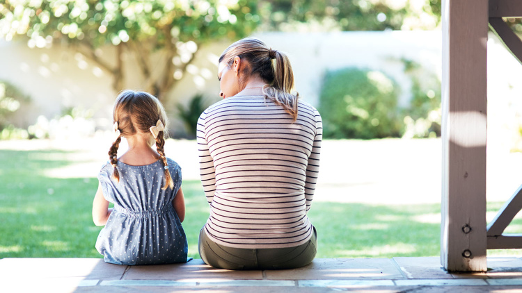 Child speaking to parent