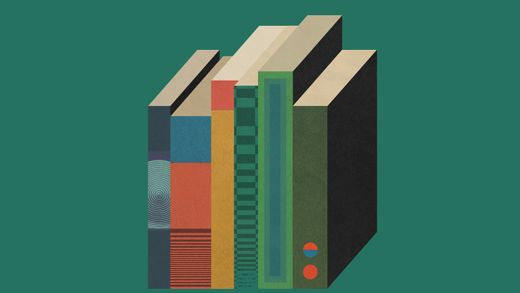 Illustration of book bindings by Mark Weaver