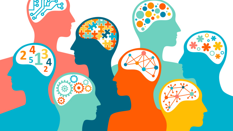 Illustration of people showing how they think differently