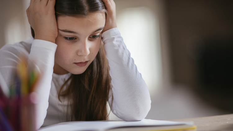 Girl studying for a test