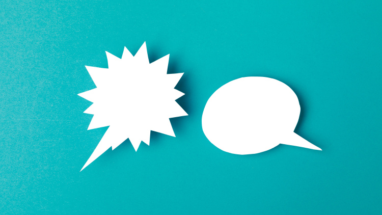 Two opposing speech bubbles