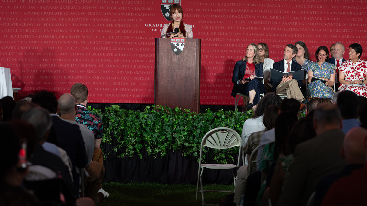 Student speaker at podium