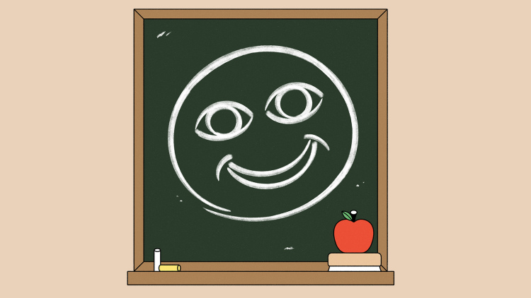 Illustration of smiley face on chalkboard