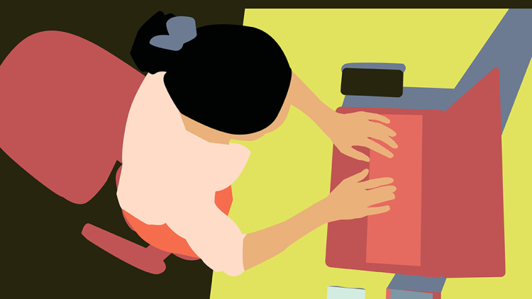 Illustration of woman on laptop
