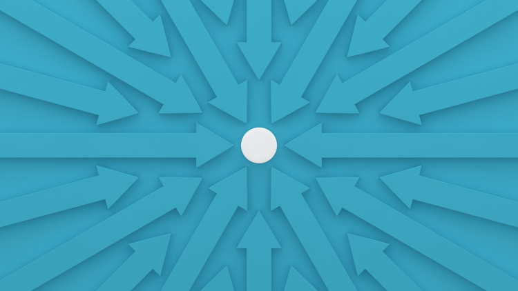 Arrows pointing to center