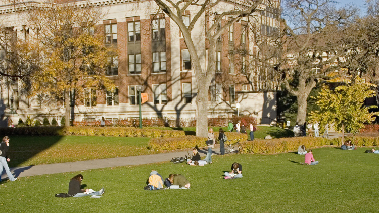 College campus in fall