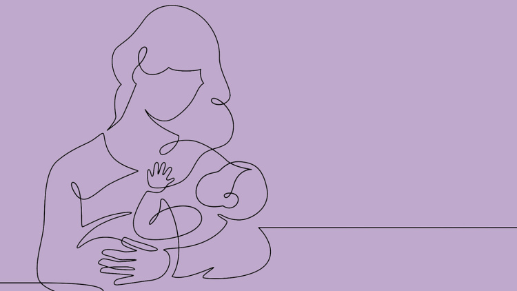 Mother and child line drawing