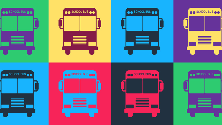 Pop art illustration of school bus