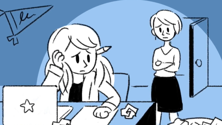 Still image of a girl and her mom, from an animated module about decision-making