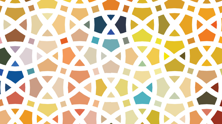 Abstract and colorful geometric illustration of interconnecting circles