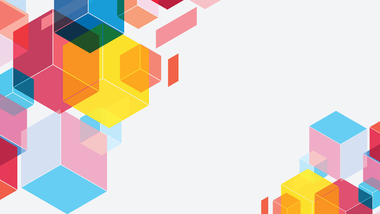 Illustration of abstract geometric shapes appearing to respond to one another
