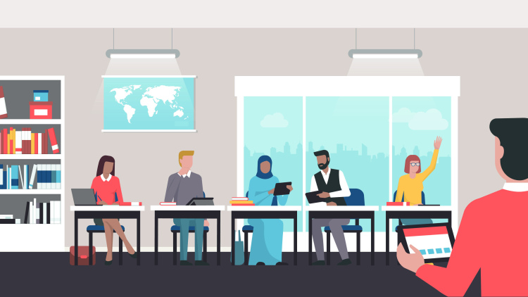 illustration of group of educators sitting together