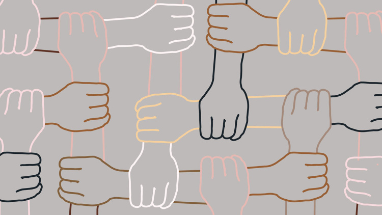 Interlocking hands illustration