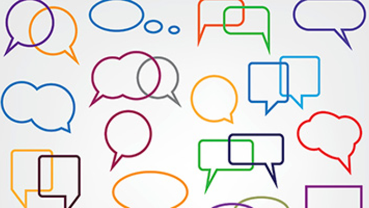 Graphic illustration of colorful speech bubbles