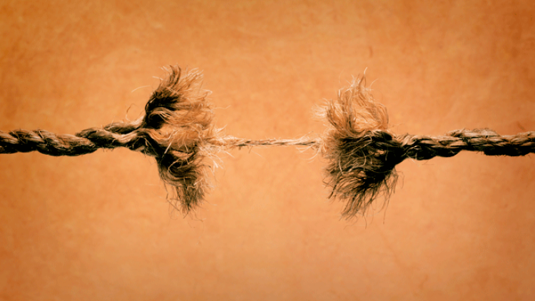 a frayed rope about to break