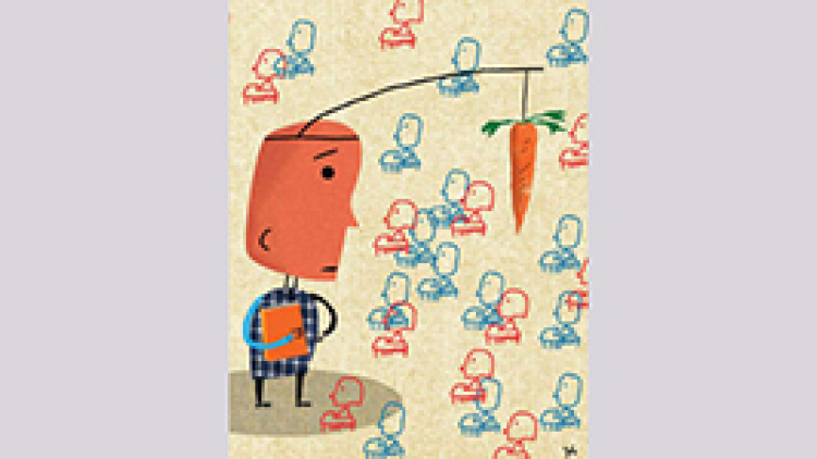 Illustration, student with carrot