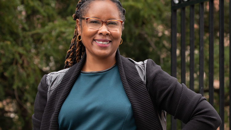 Portrait of Ebony Bridwell Mitchell outdoors