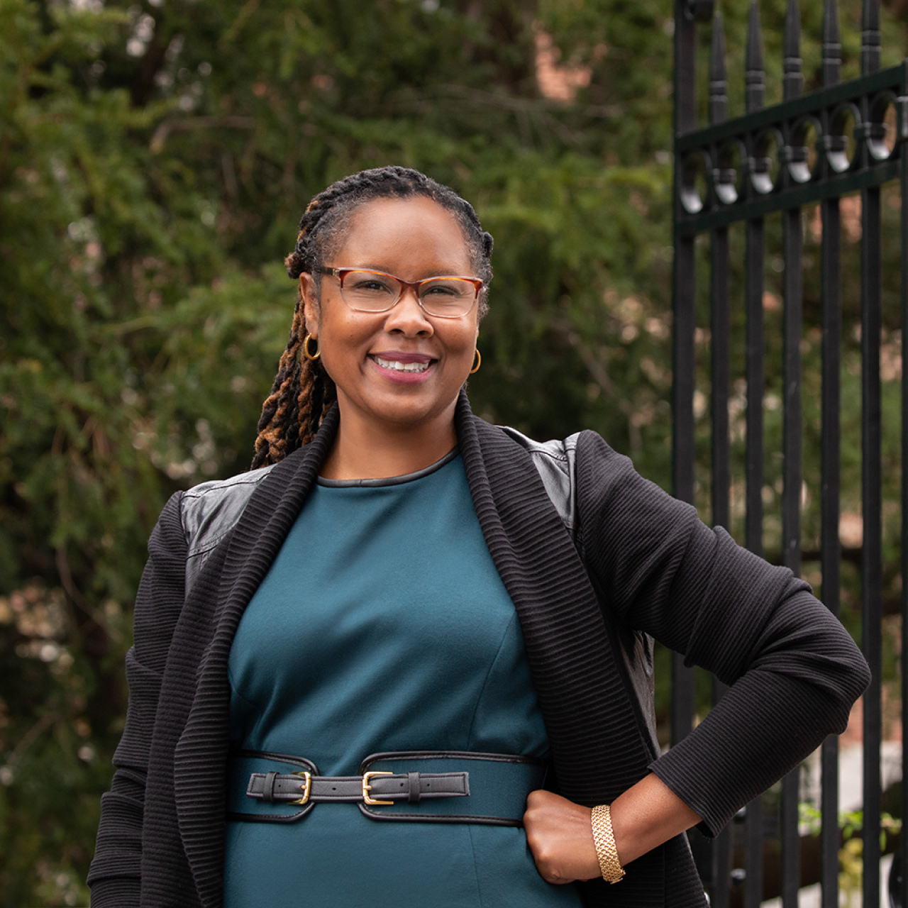 Portrait of Ebony Bridwell Mitchell outdoors