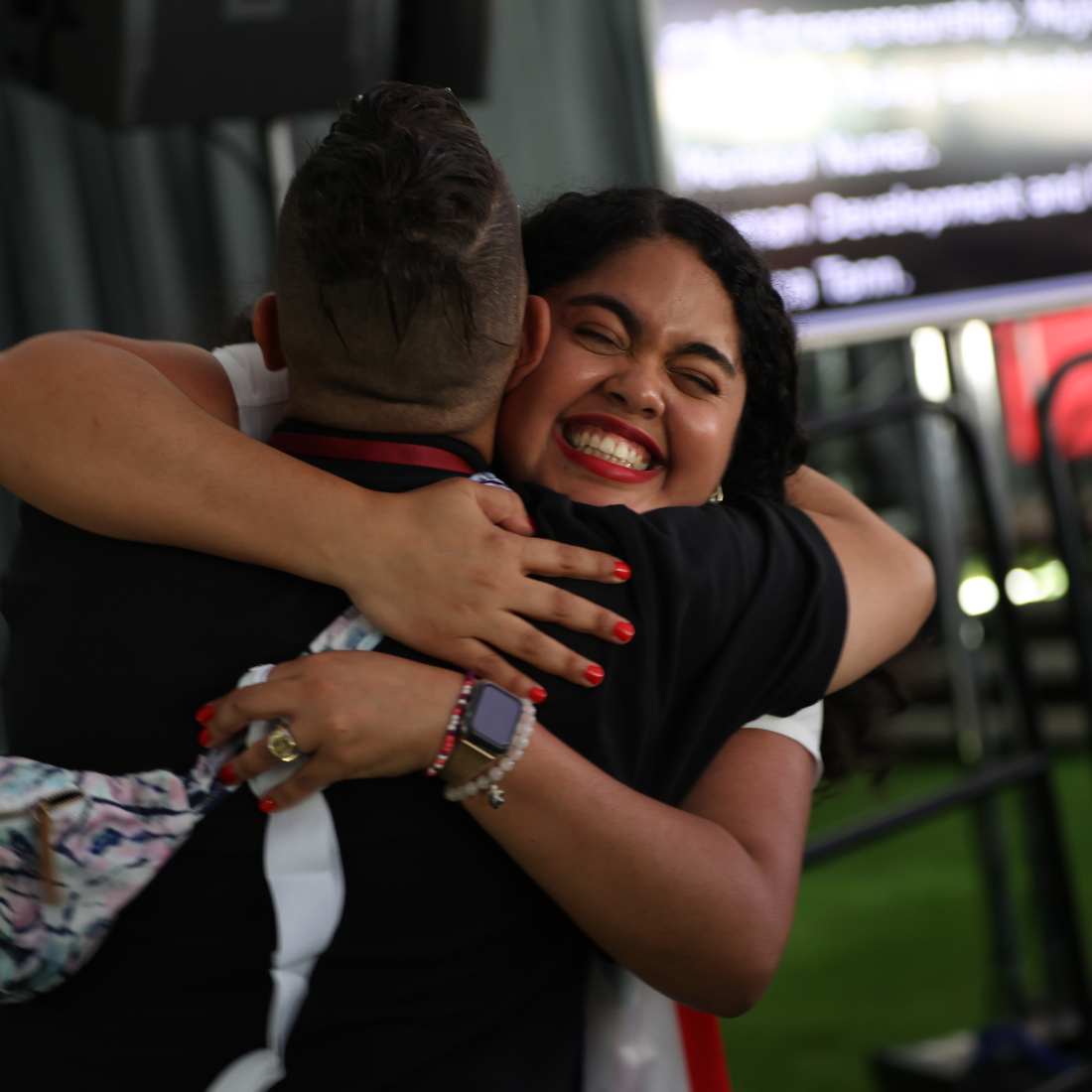 Hugs in the audience