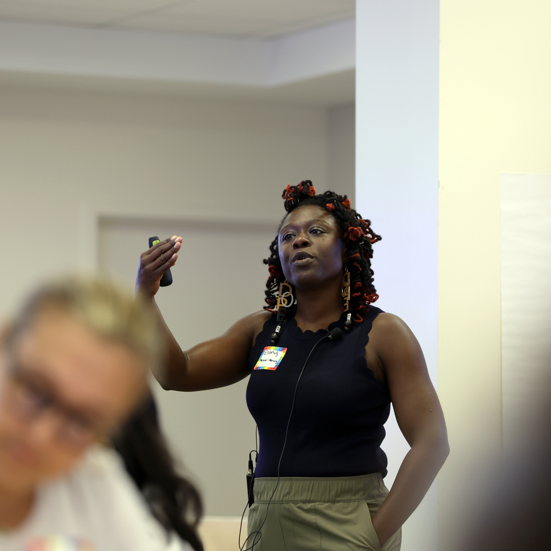 Ebony Peruse-Harvey in front of class
