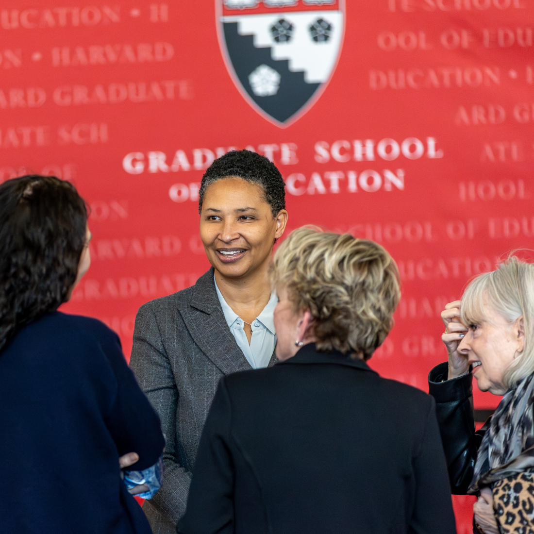 Danielle Allen speaks with attendees 