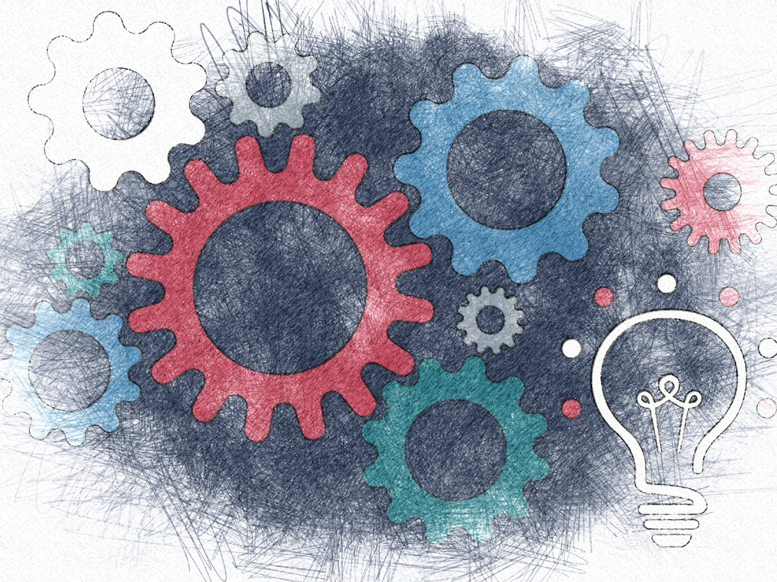 Usable Knowledge lightbulb with gears