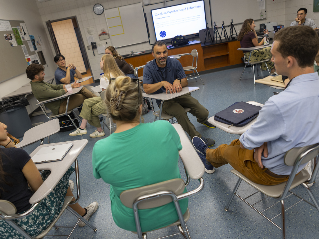Victor Pereira in a classroom