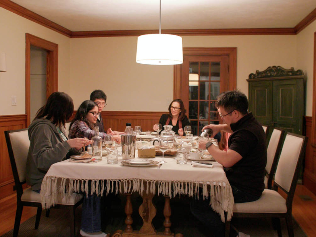 Paola Uccelli sharing dinner with students