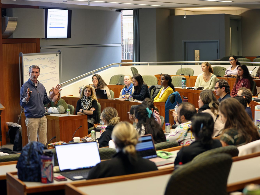 Professor Martin West teaching a lecture hall class